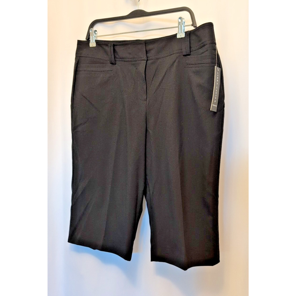 Larry Levine 16 NWT black city shorts stretch long faux back pockets msrp $50